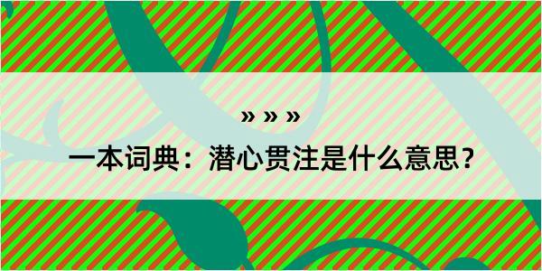 一本词典：潜心贯注是什么意思？