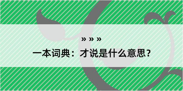 一本词典：才说是什么意思？