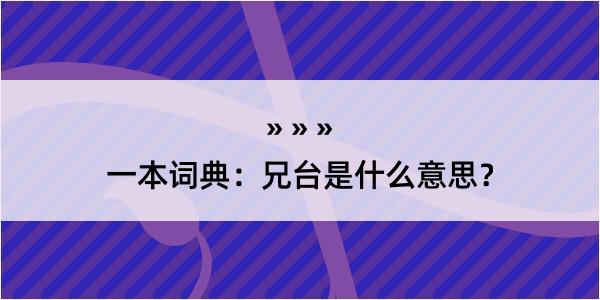 一本词典：兄台是什么意思？