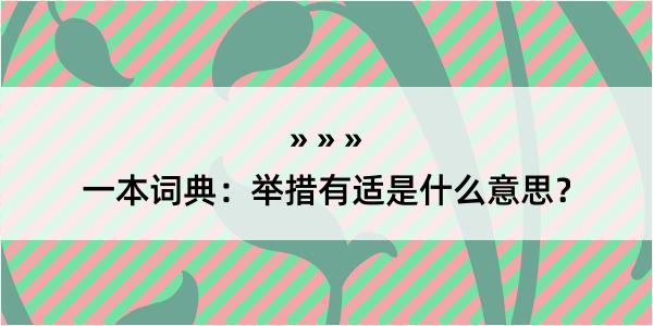 一本词典：举措有适是什么意思？