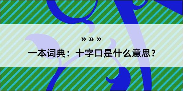 一本词典：十字口是什么意思？