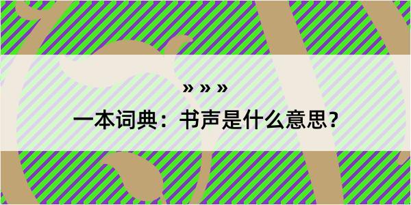 一本词典：书声是什么意思？