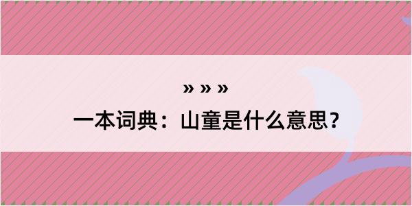 一本词典：山童是什么意思？