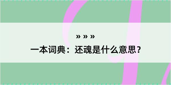 一本词典：还魂是什么意思？