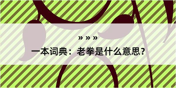 一本词典：老拳是什么意思？