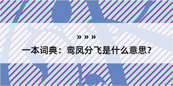 一本词典：鸾凤分飞是什么意思？