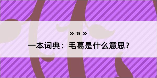 一本词典：毛葛是什么意思？