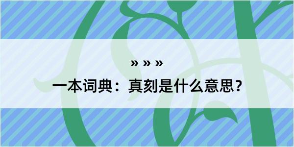 一本词典：真刻是什么意思？