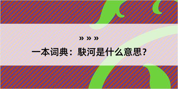 一本词典：駃河是什么意思？