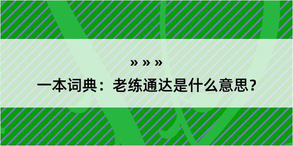 一本词典：老练通达是什么意思？