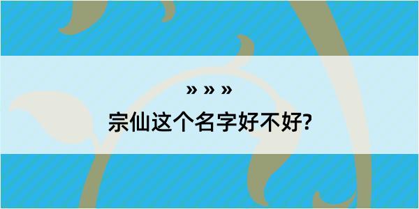 宗仙这个名字好不好?