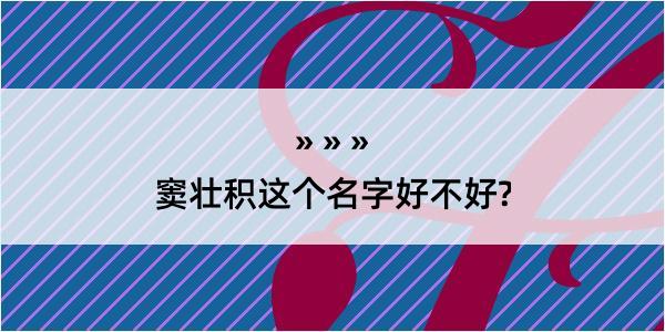 窦壮积这个名字好不好?