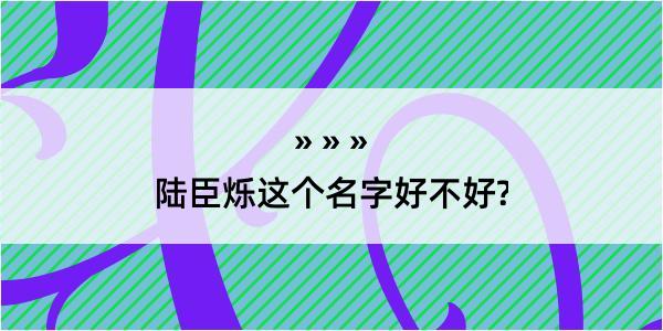 陆臣烁这个名字好不好?