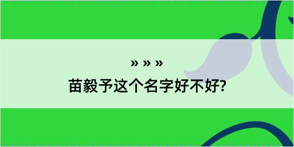 苗毅予这个名字好不好?