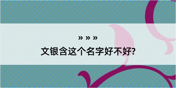 文银含这个名字好不好?