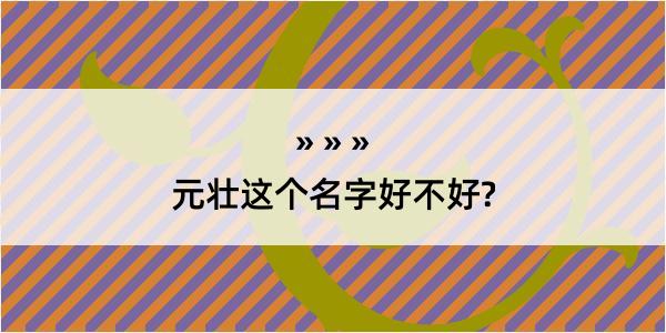 元壮这个名字好不好?