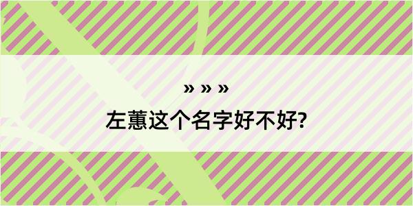 左蕙这个名字好不好?