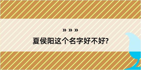 夏侯阳这个名字好不好?