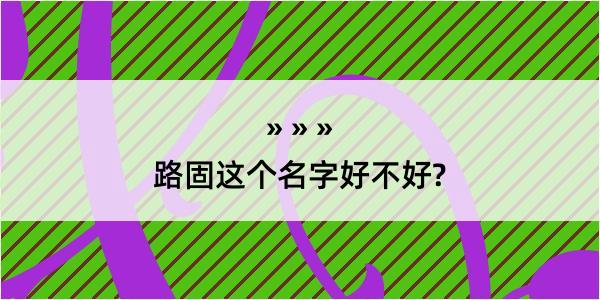 路固这个名字好不好?