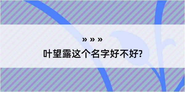 叶望露这个名字好不好?