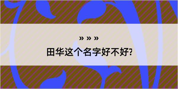 田华这个名字好不好?