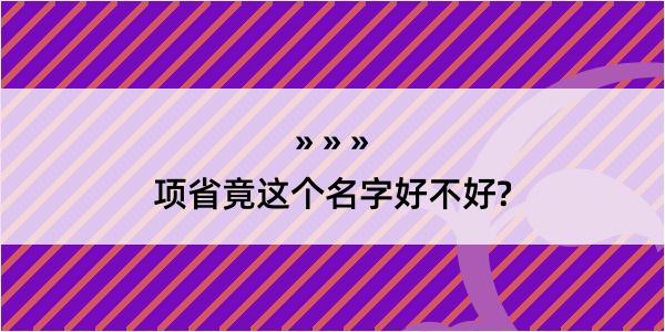 项省竟这个名字好不好?