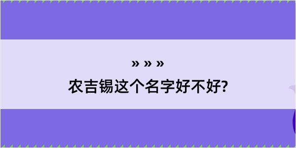 农吉锡这个名字好不好?