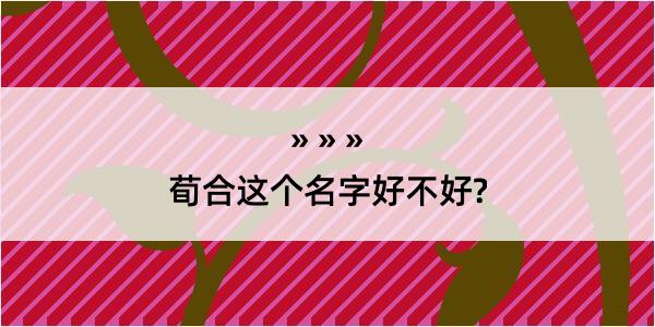 荀合这个名字好不好?