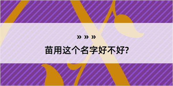 苗用这个名字好不好?