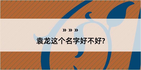 袁龙这个名字好不好?