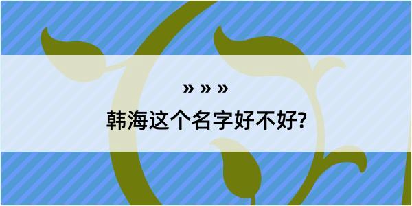 韩海这个名字好不好?