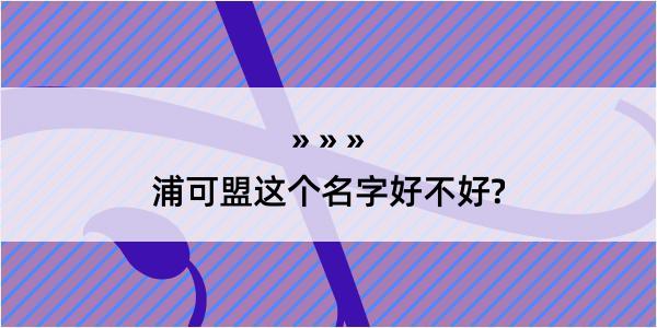 浦可盟这个名字好不好?