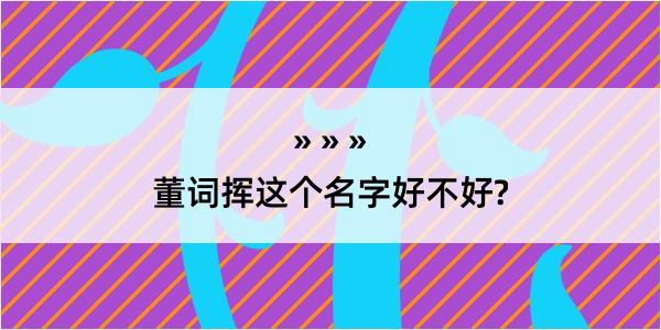 董词挥这个名字好不好?