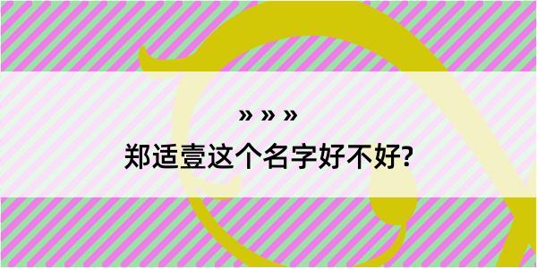 郑适壹这个名字好不好?