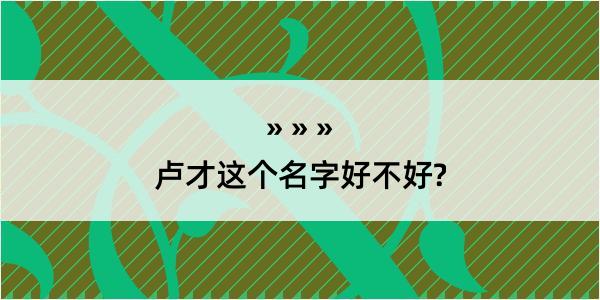 卢才这个名字好不好?