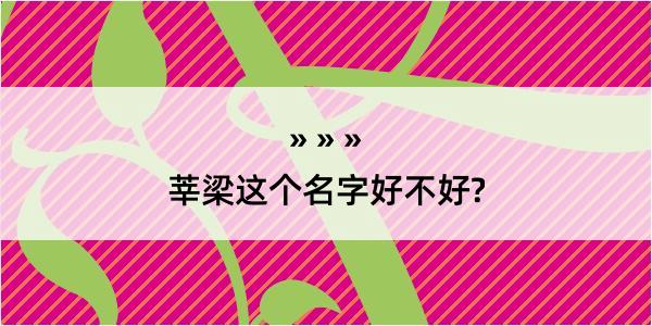 莘梁这个名字好不好?