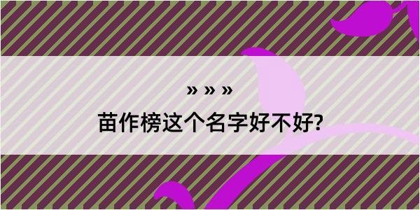 苗作榜这个名字好不好?