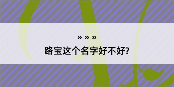 路宝这个名字好不好?