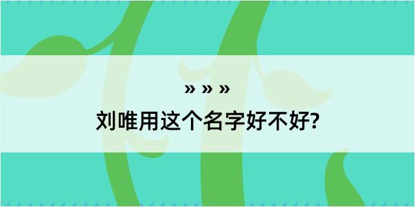 刘唯用这个名字好不好?