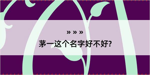 茅一这个名字好不好?