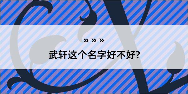 武轩这个名字好不好?