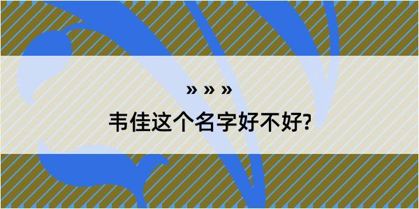 韦佳这个名字好不好?