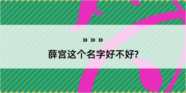 薛宫这个名字好不好?