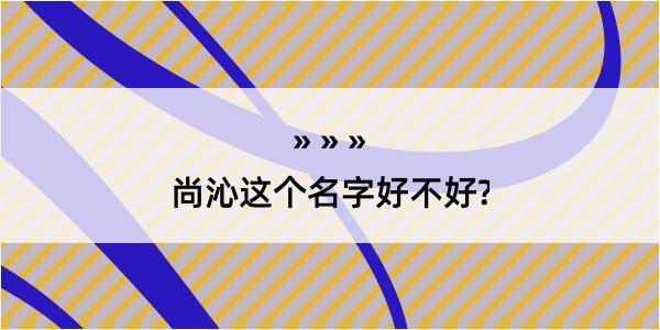 尚沁这个名字好不好?