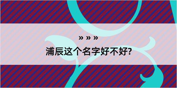 浦辰这个名字好不好?