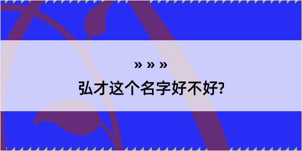 弘才这个名字好不好?