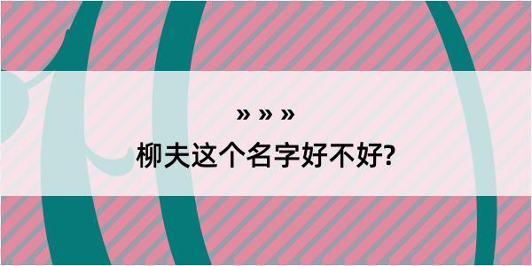 柳夫这个名字好不好?