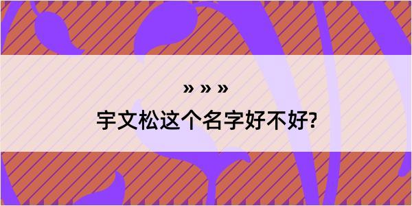 宇文松这个名字好不好?