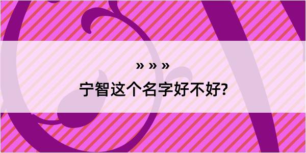 宁智这个名字好不好?