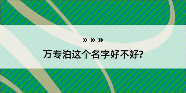 万专泊这个名字好不好?